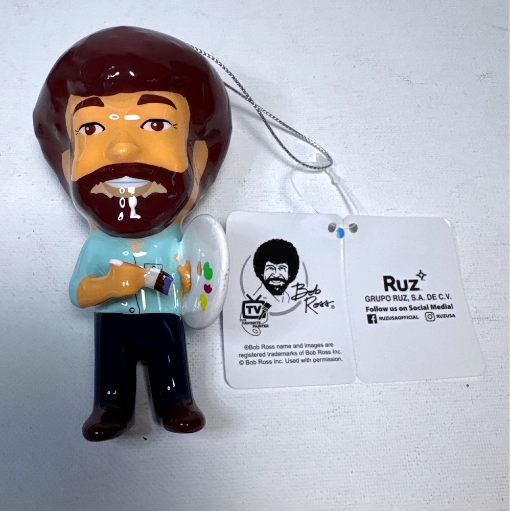 Ruz Bob Ross Ornament Multicolor NEW Joy of Painting Artist Figure